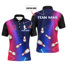 Load image into Gallery viewer, Navy Bowling Shirt For Men Custom Name Polo Bowling Jersey Men&#39;s 3D Bowling Team Shirt BDT45