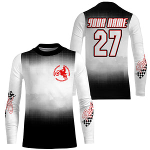 Black white custom number&name motocross jersey kid adult UV MX dirt bike motorcycle off-road shirt PDT173