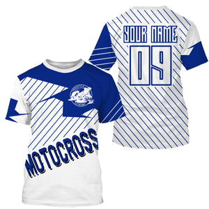 Blue and white MX riding jersey custom Motocross kid&adult UPF30+ racing dirt bike off-road shirt PDT180