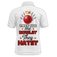 Load image into Gallery viewer, Red&amp;White Bowling Polo Shirt Funny Personalized Bowling Shirt Men Custom Bowling Jersey for Team BDT12