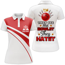 Load image into Gallery viewer, Red&amp;White Bowling Polo Shirt Funny Personalized Bowling Shirt Women Custom Bowling Jersey for Team BDT13