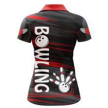 Load image into Gallery viewer, Personalized Bowling Polo Shirt For Women Red And Black Bowling Shirt For Team Custom Bowling Jersey BDT08