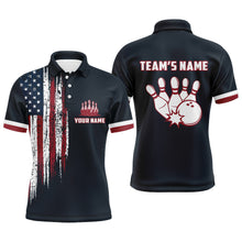 Load image into Gallery viewer, Custom Bowling Shirt With Name American Flag Bowling Jersey For Men Bowling Polo Shirt For Team BDT33