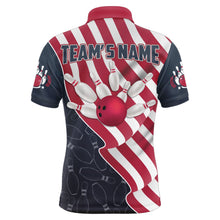 Load image into Gallery viewer, American Flag Bowling Jersey For Men Custom Polo Bowling Shirt Patriotic Bowling Shirt For Team BDT29