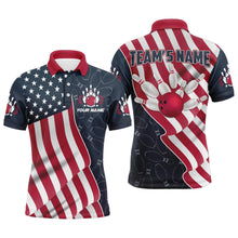 Load image into Gallery viewer, American Flag Bowling Jersey For Men Custom Polo Bowling Shirt Patriotic Bowling Shirt For Team BDT29