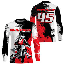 Load image into Gallery viewer, MX Jersey Kid Men Women UPF30+ Custom Dirt Bike Shirt Red Motocross Racing Off-Road Long Sleeve PDT530