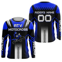 Load image into Gallery viewer, Blue ATV Motocross Jersey Personalized UPF30+ Kid Men Quad Bike Shirt ATV MX Off-Road Jersey Riders PDT572