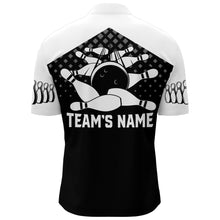 Load image into Gallery viewer, Black White Bowling Quarter Zip Shirt For Men Custom Bowling Jersey 1/4 Zip Bowling Shirt For Team BDT47