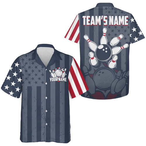 Hawaiian Bowling Shirt For Men Women American Flag Bowling Jersey Custom Bowling Team Shirt BDT51