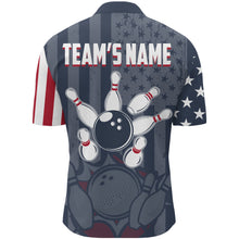 Load image into Gallery viewer, Custom Bowling Quarter Zip Shirt For Men USA Flag Bowling Jersey 1/4 Zip Bowling Team Shirt BDT49