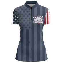 Load image into Gallery viewer, Custom Bowling Quarter Zip Shirt For Women USA Flag Bowling Jersey 1/4 Zip Bowling Team Shirt BDT50