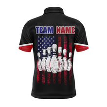 Load image into Gallery viewer, American Flag Bowling Polo Shirt Personalized Bowling Jersey Men Patriotic Bowling Shirt For Team BDT03