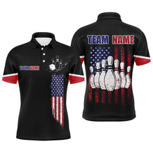 Load image into Gallery viewer, American Flag Bowling Polo Shirt Personalized Bowling Jersey Men Patriotic Bowling Shirt For Team BDT03