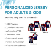 Load image into Gallery viewer, Kid youth adult dirt bike jersey custom UPF30+ USA flag Motocross racing shirt off-road motorcycle PDT274