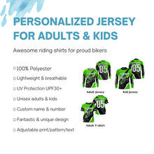 Load image into Gallery viewer, Men women youth custom Motocross jersey UPF30+ off-road green dirt bike racing shirt motorcycle PDT304