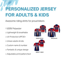 Load image into Gallery viewer, Men women youth dirt bike racing jersey UPF30+ blue red Motocross custom off-road extreme shirt  PDT208