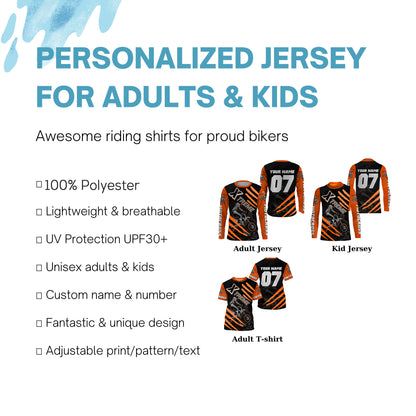 Xtreme Motocross kid&adult custom UV orange MX jersey biker racing shirt motorcycle long sleeves PDT224