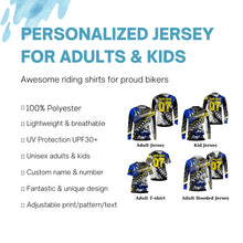 Load image into Gallery viewer, Blue Motocross jersey youth kid adult dirt bike custom UPF30+ MX riding extreme shirt motorcycle PDT93