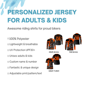 Extreme MX jersey for kid men women custom dirt bike off-road UPF30+ orange Motocross racing shirt PDT254