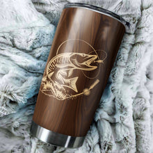 Load image into Gallery viewer, Musky Fishing Tumbler Cup Customize name Personalized Fishing gift for men and women - IPH1007