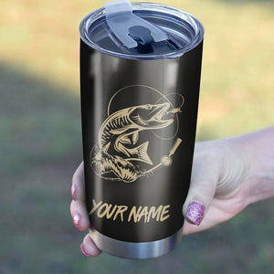Musky fishing Tumbler Cup Customize name Personalized Fishing gift for fisherman - IPH980