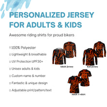 Load image into Gallery viewer, Extreme dirt bike jersey UPF30+ custom number MX racing orange kid&amp;adult off-road Motocross shirt PDT219