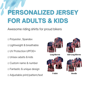 American Flag Motocross Jersey Personalized UPF30+ Adult&Kid Patriotic MX Racing Motorcycle Jersey| NMS720