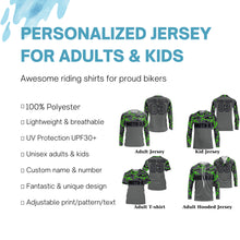 Load image into Gallery viewer, Green youth Motocross jersey for boys girls custom UPF30+ MX camo racing off-road motorcycle shirt PDT76