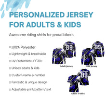 Load image into Gallery viewer, Blue custom number name Motocross racing jersey adult&amp;kid dirt bike Live to Ride off-road MX shirt PDT182