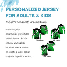 Load image into Gallery viewer, Extreme green Motocross jersey men women kids MX racing UPF30+ dirt bike off-road long sleeves PDT222