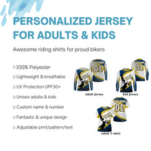 Load image into Gallery viewer, Xtreme blue motocross jersey kid&amp;adult custom MX UPF30+ dirt bike racing motorcycle rider shirt PDT226