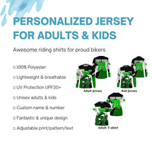 Load image into Gallery viewer, Green extreme personalized Motocross riding jersey youth&amp;adult UPF30+ dirt bike racing shirt PDT278