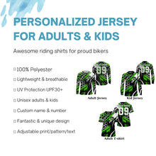 Load image into Gallery viewer, Custom extreme Motocross racing jersey adult&amp;kid UPF30+ biker Live To Ride off-road green MX shirt PDT239