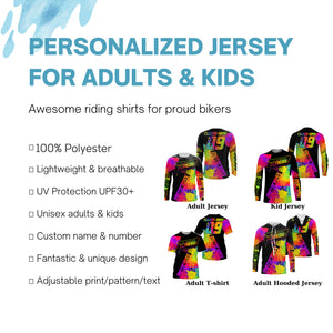 Extreme Motocross jersey personalized UFP30+ Rainbow adult kid dirt bike racing long sleeves NMS1085