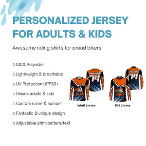 Personalized Dirt Bike Jersey UPF30+ Kid Adult Extreme Motocross MX Racing Long Sleeves Biker NMS1133