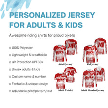 Load image into Gallery viewer, Motocross custom kid youth adult dirt bike jersey red MX racing shirt UPF30+ extreme racewear PDT91