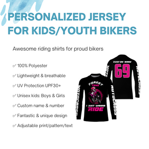 Kid custom motocross jersey UPF30+ boys girls dirt bike MX racing Forget Toys I Just Wanna Ride NMS980