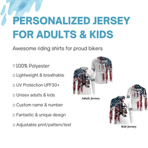 Patriotic Motocross Jersey UPF30+ Personalized American Flag MX Racing Motorcycle Extreme NMS1146