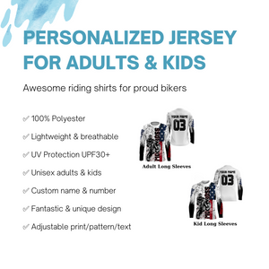 Patriotic Personalized Motocross Jersey UPF30+ American MX Racing Shirt Dirt Bike Off-road NMS1190