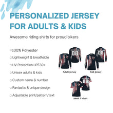 Load image into Gallery viewer, Custom number&amp;name MX dirt bike racing jersey patriotic motocross youth men UV off-road motorcycle PDT168