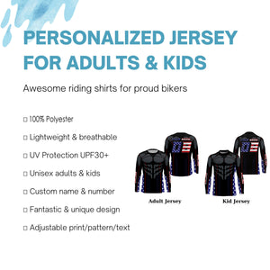Patriotic Muscle Racing Jersey Personalized Kid Adult UPF30+ Motocross Dirt Bike Long Sleeves NMS1228