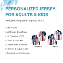 Load image into Gallery viewer, Patriotic Custom Motocross Jersey Kid Adult UPF30+ MX Racing Dirt Bike Offroad Motorcycle Racewear NMS1273