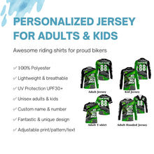 Load image into Gallery viewer, Green BMX racing jersey UPF30+ adult kid BMX shirt Lightweight cycling bicycle motocross gear| SLC111