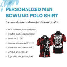 Load image into Gallery viewer, Funny Men Polo Bowling Shirt, Weekend Forecast Personalized Skull Bowlers Jersey NBP85