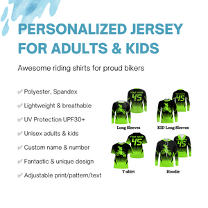 MX Racing Jersey Personalized Motocross UPF30+ Adult&Kid Green Dirt Bike Riders Off-road Motorcycle| NMS676
