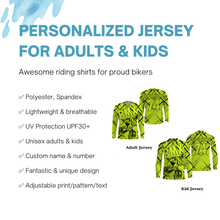 Load image into Gallery viewer, Custom Green BMX racing jersey UPF30+ Adult kid biking shirt Extreme cycling bicycle racewear| SLC55