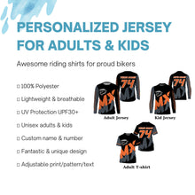 Load image into Gallery viewer, Personalized black MX racing jersey for youth men women Motocross off-road UV biker riding shirt PDT152