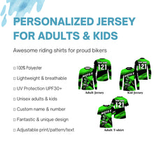 Load image into Gallery viewer, Personalized MotoX jersey racing youth women men UPF30+ Motocross off-road green biker shirt PDT269