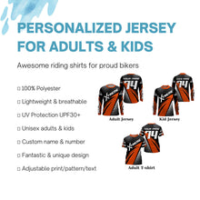 Load image into Gallery viewer, Personalized Motocross riding jersey custom number&amp;name orange dirt bike racing motorcycle off-road PDT227