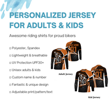 Load image into Gallery viewer, Adult&amp;Kid custom orange Motocross jersey UV protective dirt bike MX racing off-road motorcycle| NMS905